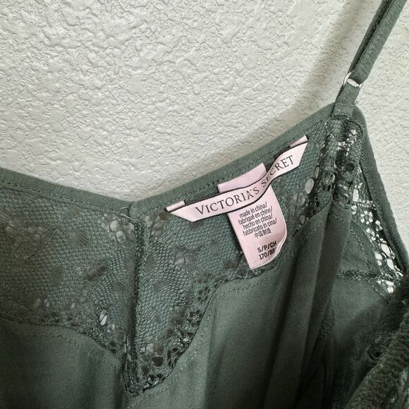 Vintage Y2K Victoria's Secret Size Small Green Lace Chemise Slip - Picture 3 of 4